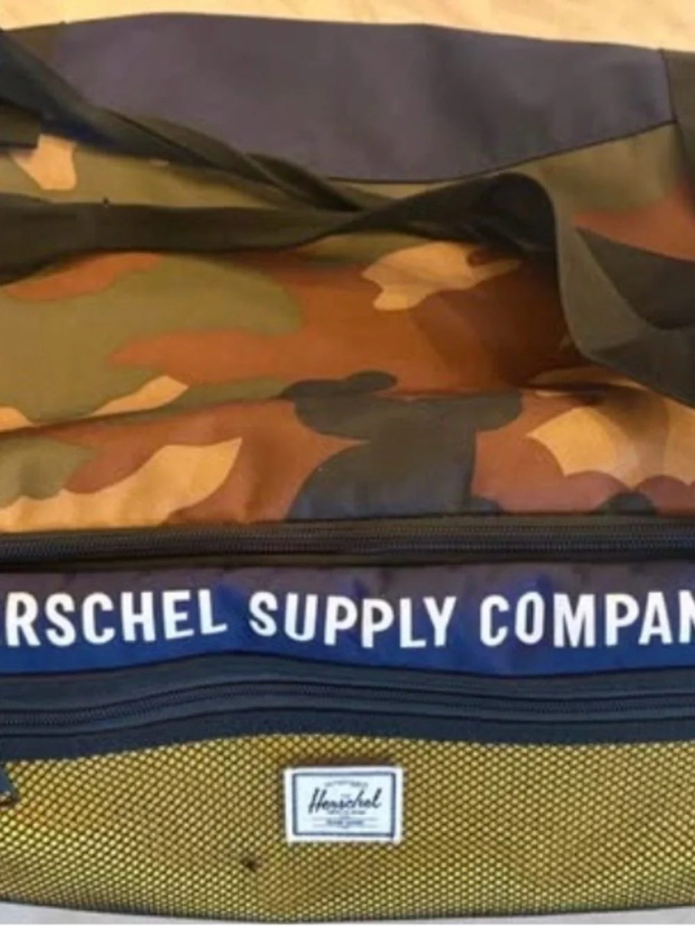 Like *NEW* Herschel Supply Co. Navy Yellow & Camo duffel/gym/travel bag